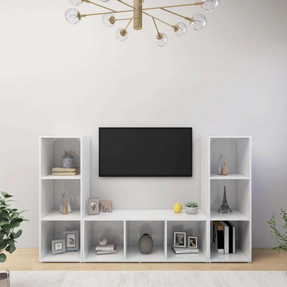 vidaXL 3 Piece TV Cabinet Set White 107x35x37 cm Engineered Wood