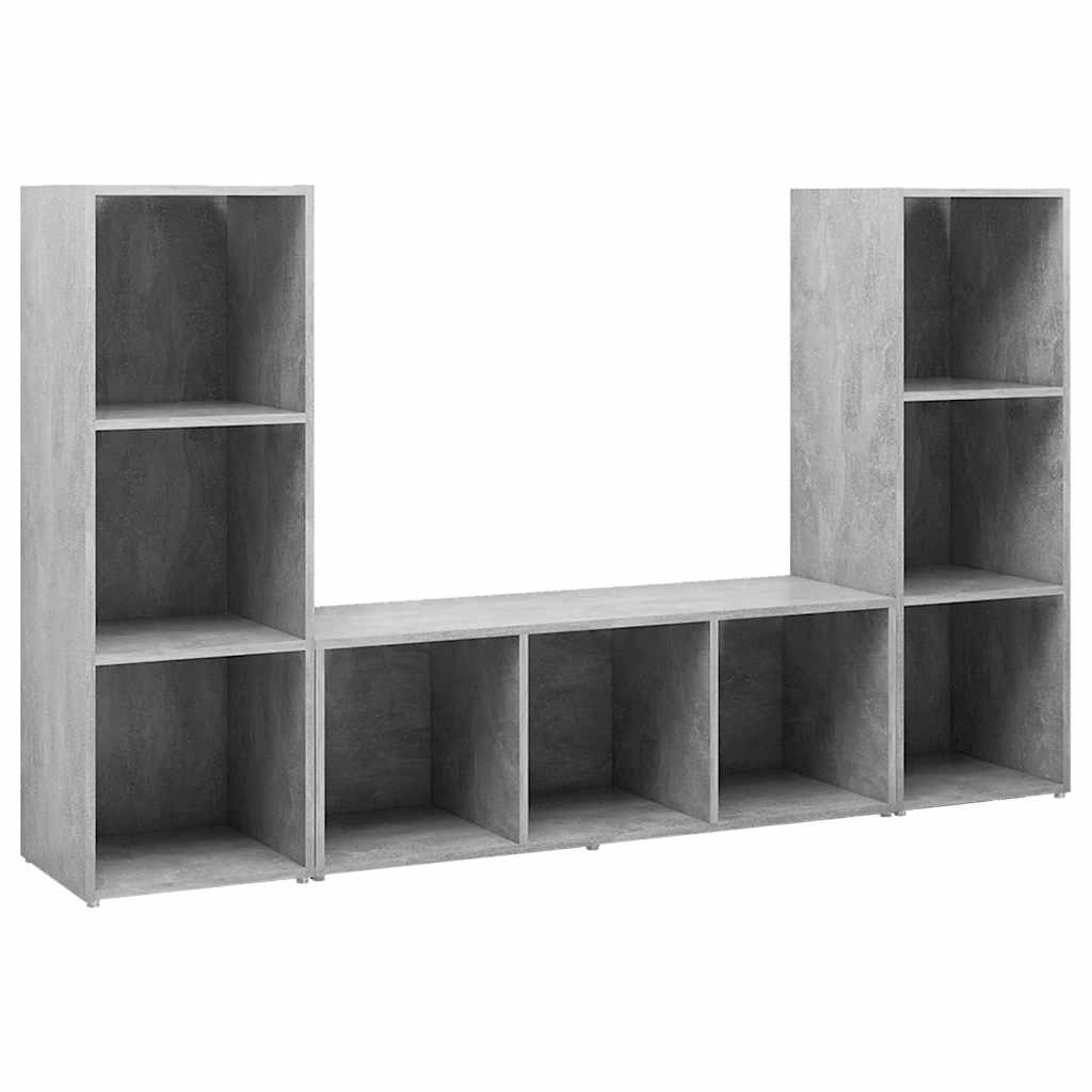 vidaXL 3 Piece TV Cabinet Set Concrete Grey 107x35x37 cm Engineered Wood