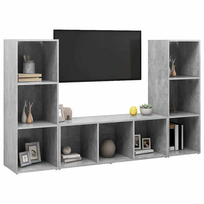 vidaXL 3 Piece TV Cabinet Set Concrete Grey 107x35x37 cm Engineered Wood
