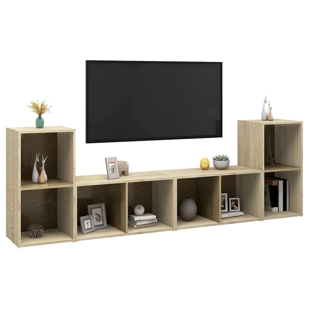 vidaXL 4 Piece TV Cabinet Set Sonoma Oak 72x35x36,5 cm Engineered Wood