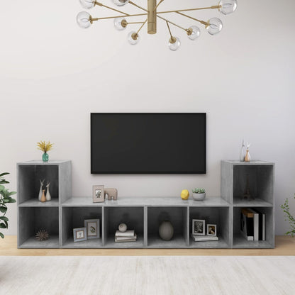 vidaXL TV Cabinets 4 pcs Concrete Grey 72x35x36.5 cm Engineered Wood
