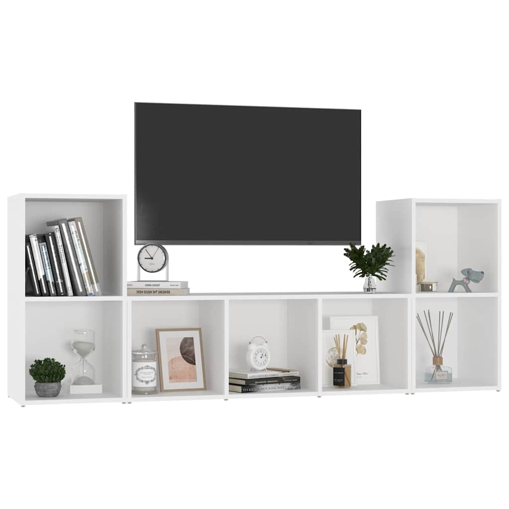 vidaXL 3 Piece TV Cabinet Set White Engineered Wood