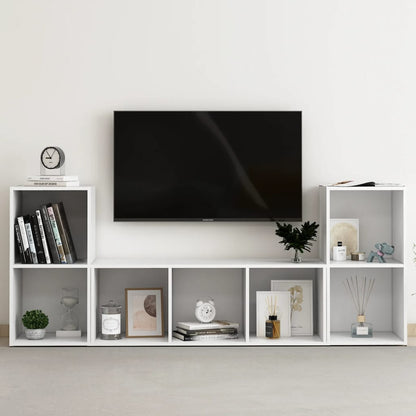 vidaXL 3 Piece TV Cabinet Set White Engineered Wood