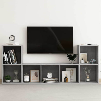 vidaXL 3 Piece TV Cabinet Set Concrete Grey Engineered Wood