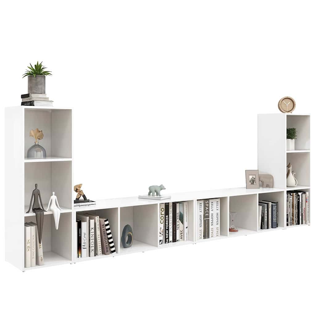 vidaXL 4 Piece TV Cabinet Set White 107x35x37 cm Engineered Wood