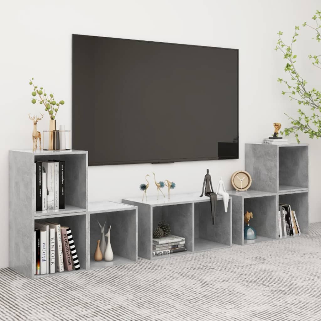 vidaXL 6 Piece TV Cabinet Set Concrete Grey Engineered Wood