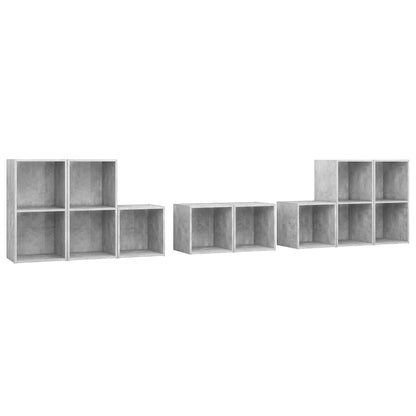 vidaXL 8 Piece TV Cabinet Set Concrete Grey Engineered Wood