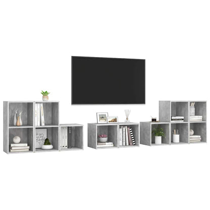 vidaXL 8 Piece TV Cabinet Set Concrete Grey Engineered Wood