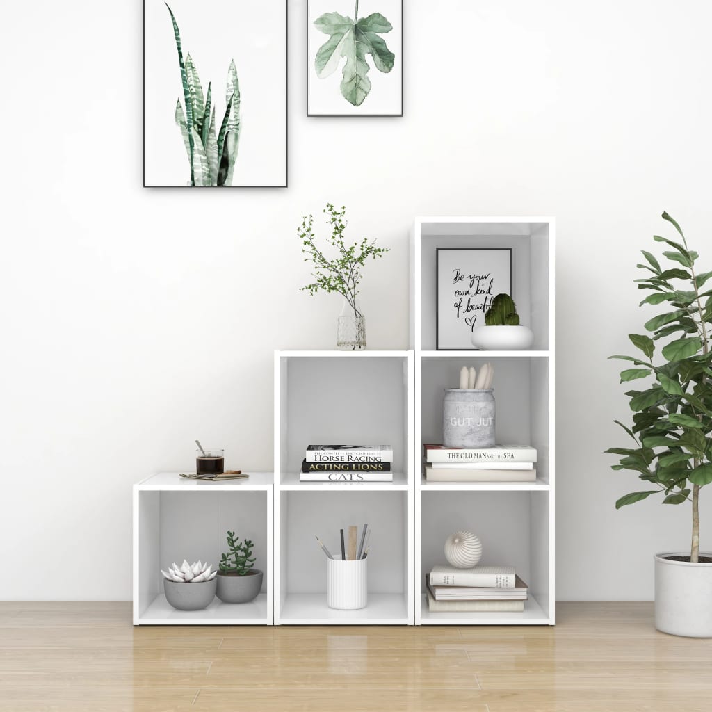 vidaXL 3 Piece TV Cabinet Set White Engineered Wood