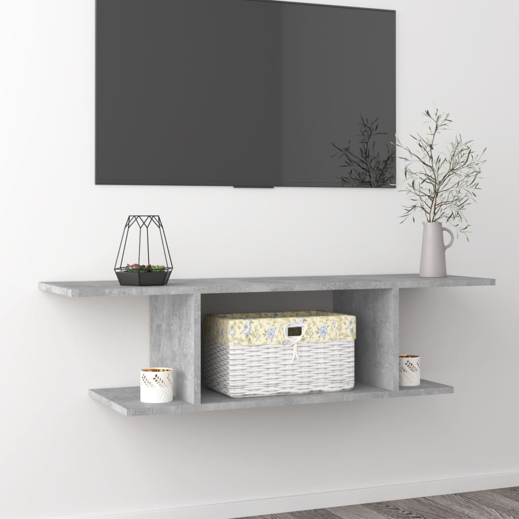 vidaXL Wall Mounted TV Cabinet Concrete Grey 103x30x26.5 cm