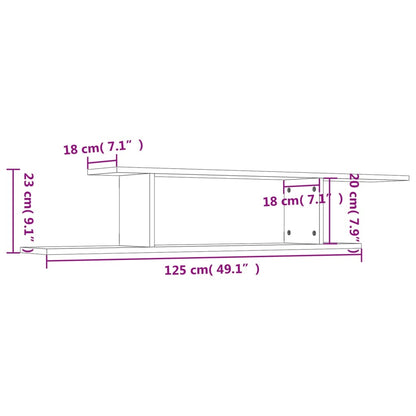 vidaXL Wall-Mounted TV Shelf Sonoma Oak 125x18x23 cm Engineered Wood