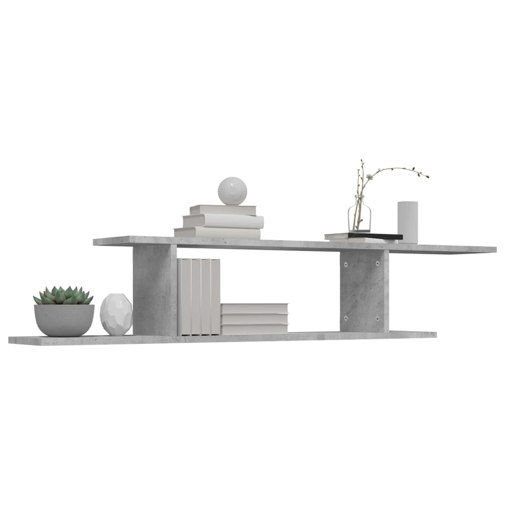 vidaXL Wall-Mounted TV Shelf Concrete Grey 125x18x23 cm Engineered Wood