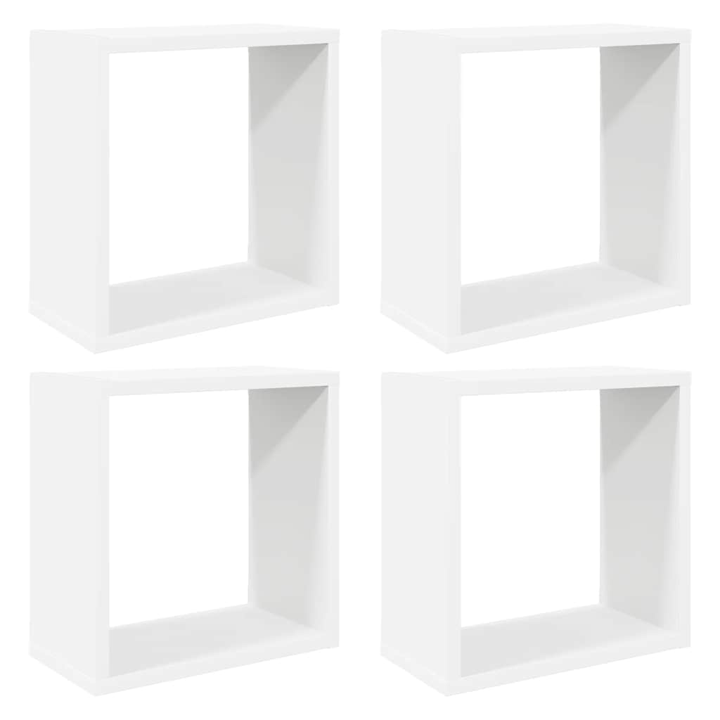 vidaXL Wall Cube Shelves 4 pcs White 30x15x30 cm
