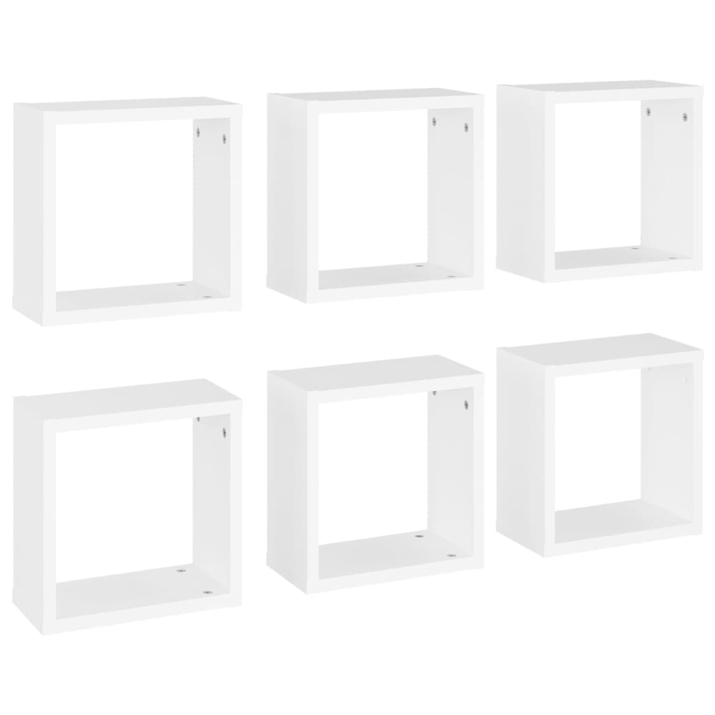 vidaXL Cube Shelf | Set of 6 | White | Engineered wood | 30x15x30 cm per cube