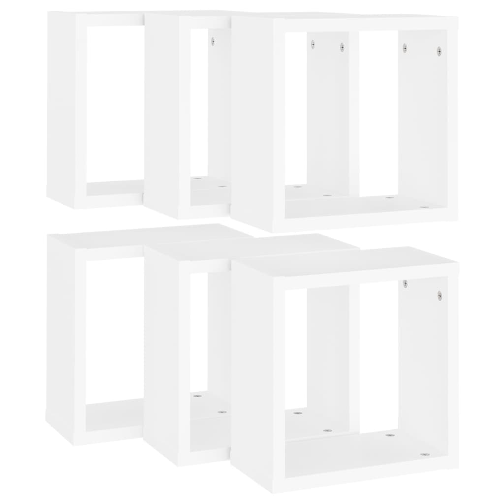 vidaXL Cube Shelf | Set of 6 | White | Engineered wood | 30x15x30 cm per cube