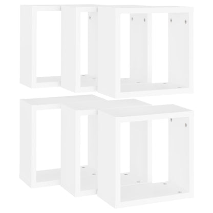 vidaXL Cube Shelf | Set of 6 | White | Engineered wood | 30x15x30 cm per cube