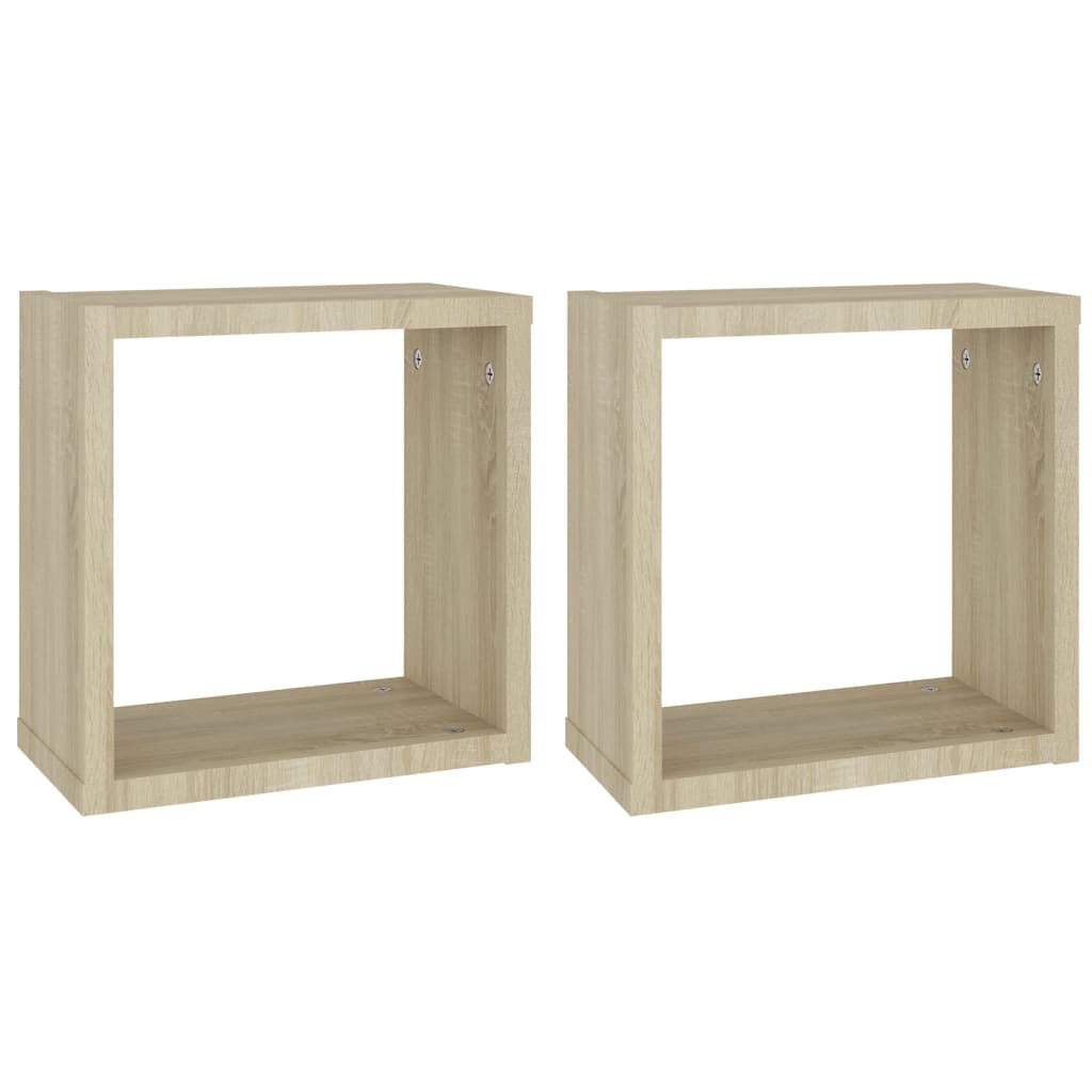 vidaXL Wall Cube Shelves 2 pcs Sonoma Oak 30x15x30 cm