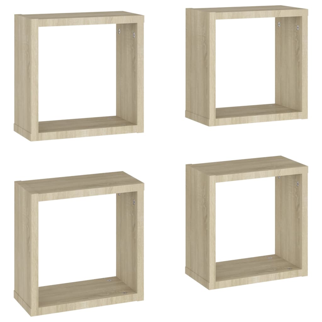vidaXL Cube Shelf | Set of 4 | Sonoma oak | Engineered wood | Medium
