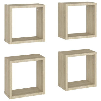 vidaXL Cube Shelf | Set of 4 | Sonoma oak | Engineered wood | Medium