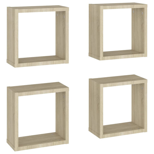 vidaXL Cube Shelf | Set of 4 | Sonoma oak | Engineered wood | Medium