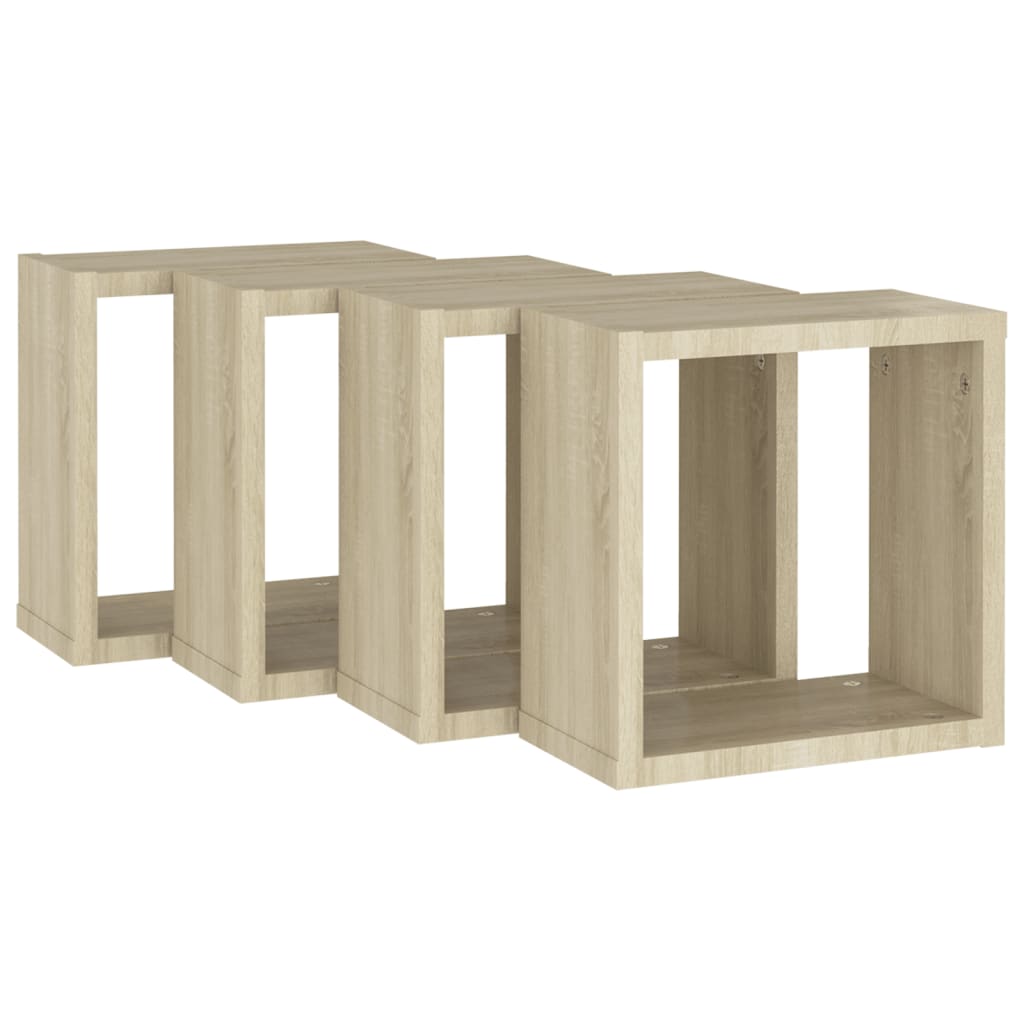 vidaXL Cube Shelf | Set of 4 | Sonoma oak | Engineered wood | Medium