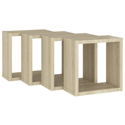 vidaXL Cube Shelf | Set of 4 | Sonoma oak | Engineered wood | Medium