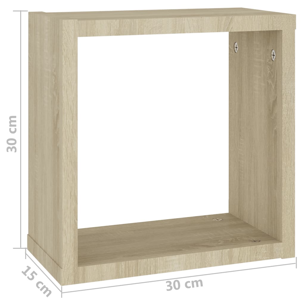 vidaXL Cube Shelf | Set of 4 | Sonoma oak | Engineered wood | Medium