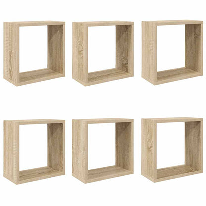 vidaXL Wall Cube Shelves 6 pcs Sonoma Oak 30x15x30 cm
