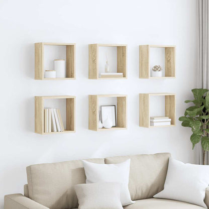 vidaXL Wall Cube Shelves 6 pcs Sonoma Oak 30x15x30 cm
