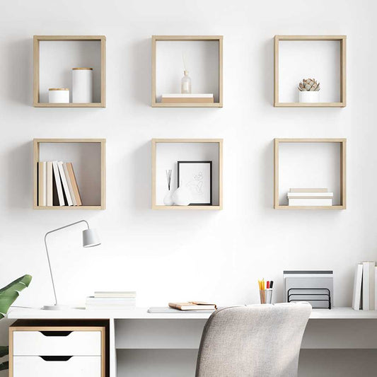 807009 vidaXL Wall Cube Shelves 6 pcs Sonoma Oak 30x15x30 cm