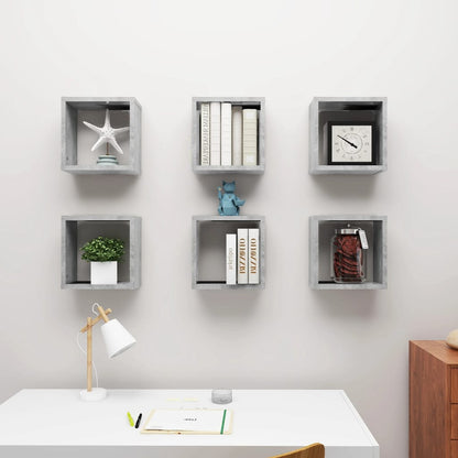 vidaXL Cube Shelf | Set of 6 | Concrete Grey | Engineered wood | Medium