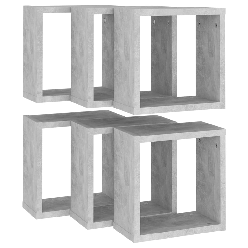 vidaXL Cube Shelf | Set of 6 | Concrete Grey | Engineered wood | Medium
