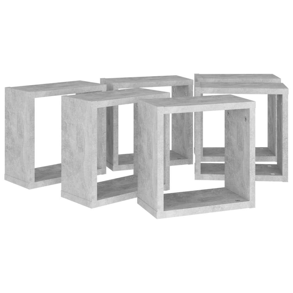 vidaXL Cube Shelf | Set of 6 | Concrete Grey | Engineered wood | Medium