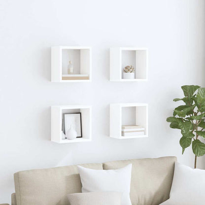 vidaXL Wall Cube Shelves 4 pcs White 26x15x26 cm