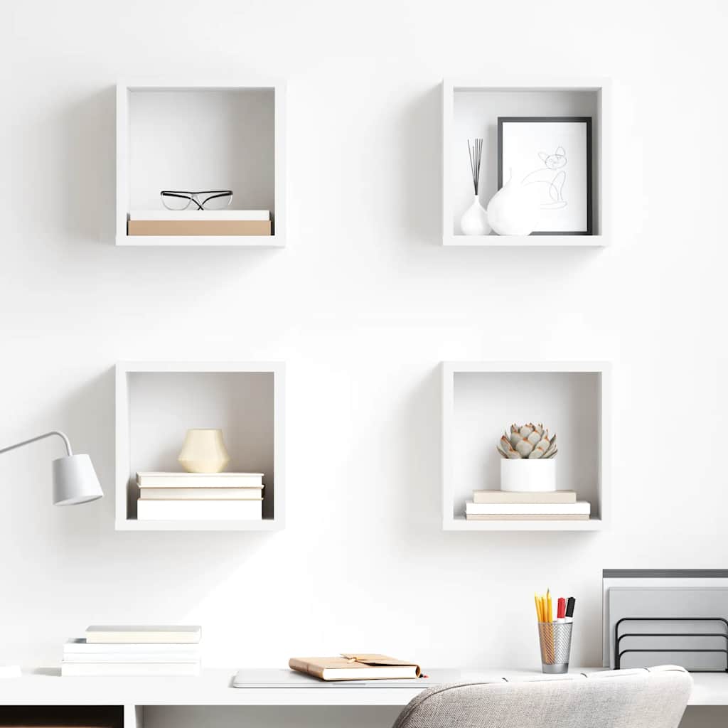 vidaXL Wall Cube Shelves 4 pcs White 26x15x26 cm
