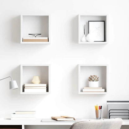 vidaXL Wall Cube Shelves 4 pcs White 26x15x26 cm