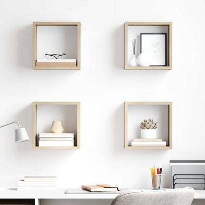 vidaXL Wall Cube Shelves 4 pcs Sonoma Oak 26x15x26 cm