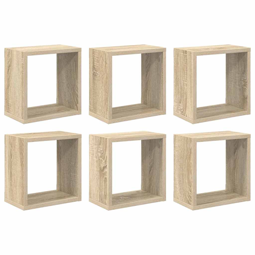 vidaXL Wall Cube Shelves 6 pcs Sonoma Oak 26x15x26 cm