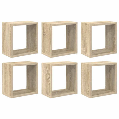 vidaXL Wall Cube Shelves 6 pcs Sonoma Oak 26x15x26 cm