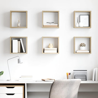 vidaXL Wall Cube Shelves 6 pcs Sonoma Oak 26x15x26 cm