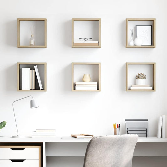 vidaXL Wall Cube Shelves 6 pcs Sonoma Oak 26x15x26 cm