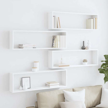 vidaXL Wall Cube Shelf 4 pcs White 100x15x30 cm Engineered Wood