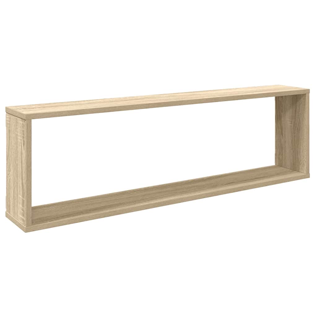 vidaXL Wall Cube Shelf 2 pcs Sonoma Oak 100x15x30 cm Engineered Wood