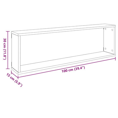 vidaXL Wall Cube Shelf 2 pcs Sonoma Oak 100x15x30 cm Engineered Wood