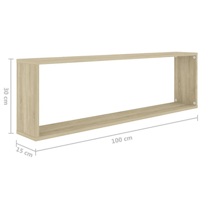 vidaXL Wall Cube Shelf 4 pcs Sonoma Oak 100x15x30 cm Engineered Wood
