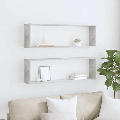 vidaXL Wall Cube Shelves 2 pcs Concrete Grey 100x15x30 cm