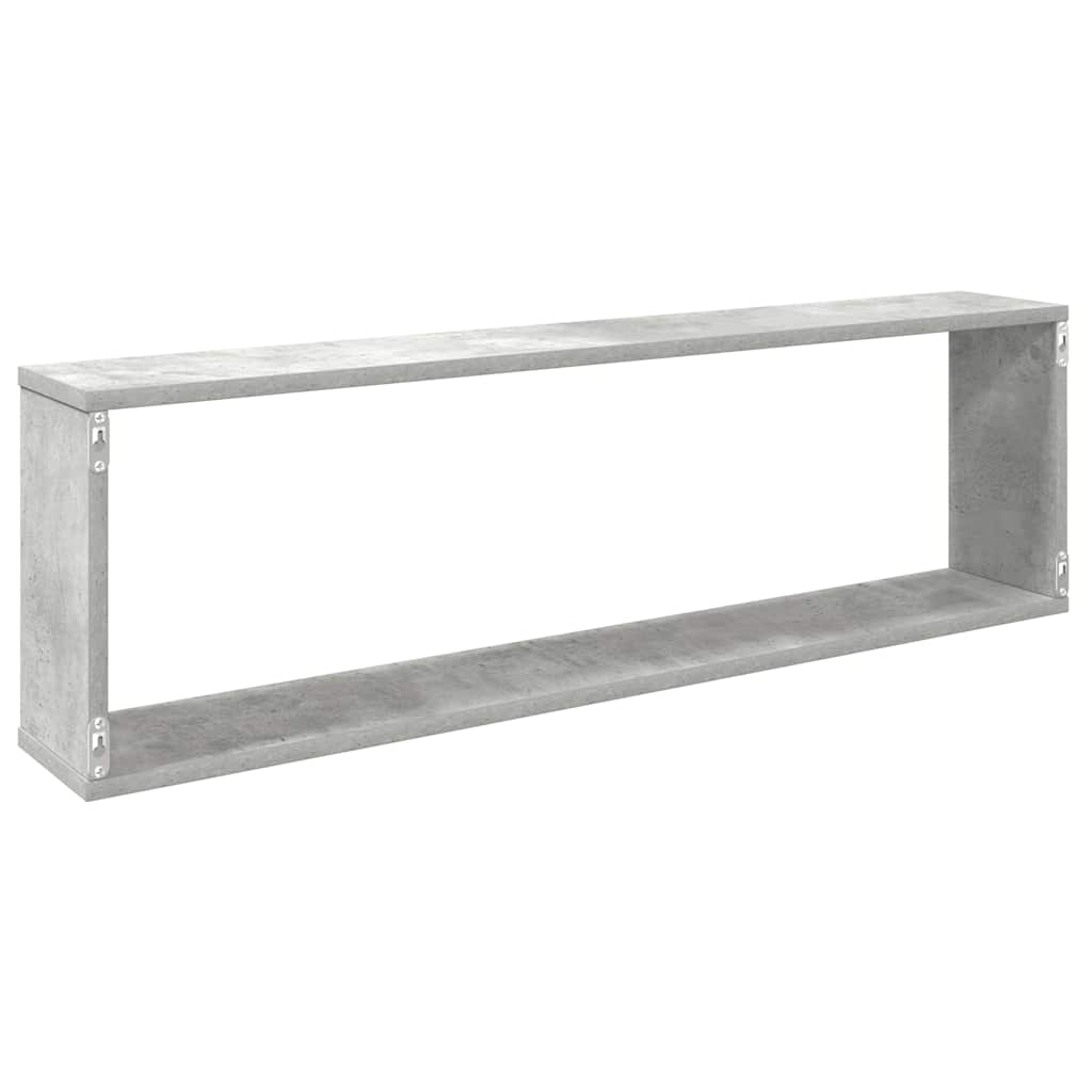 vidaXL Wall Cube Shelf 2 pcs Concrete Grey 100x15x30 cm Engineered Wood