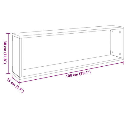 vidaXL Wall Cube Shelf 2 pcs Concrete Grey 100x15x30 cm Engineered Wood