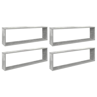 vidaXL Wall Cube Shelf 4 pcs Concrete Grey 100x15x30 cm Engineered Wood