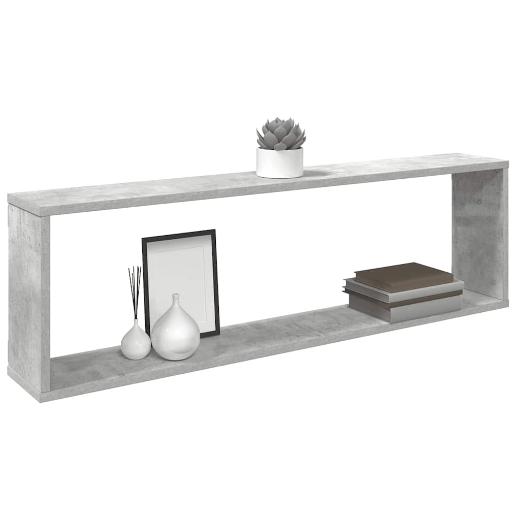 vidaXL Wall Cube Shelf 4 pcs Concrete Grey 100x15x30 cm Engineered Wood